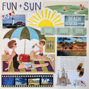 Diversão + Sol | Coleção de Objetos Vintage | Mais de 25 peças | Técnica Mista | Diário de Sucata | Pacote de Recortes | Kit de Inspiração | Artes e Ofícios em Papel
