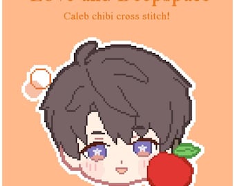 Patrón de punto de cruz Chibi de Caleb "Amor y Espacio Profundo"