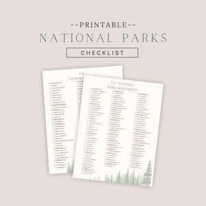 National Park Checkoff List Printable | US Park Challenge | National Monument | United States National Park Log | Adventure and Travel Gift