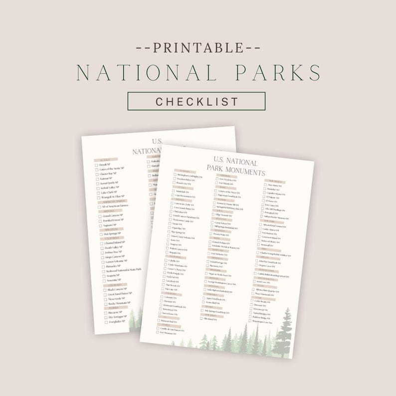National Park Checkoff List Printable | US Park Challenge | National ...