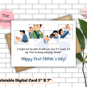 First 1st Fathers Day Card, Fathers Day Card, Printable Father&#39;s Day Card, 1st Fathers Day Gift from Baby Infant