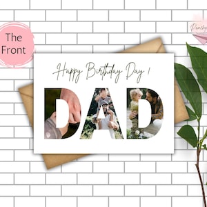 Carte d'anniversaire personnalisée pour père - Ajoutez votre photo et vos voeux - Carte cadeau imprimée pour papa, cartes d'anniversaire personnalisées - Expédition rapide