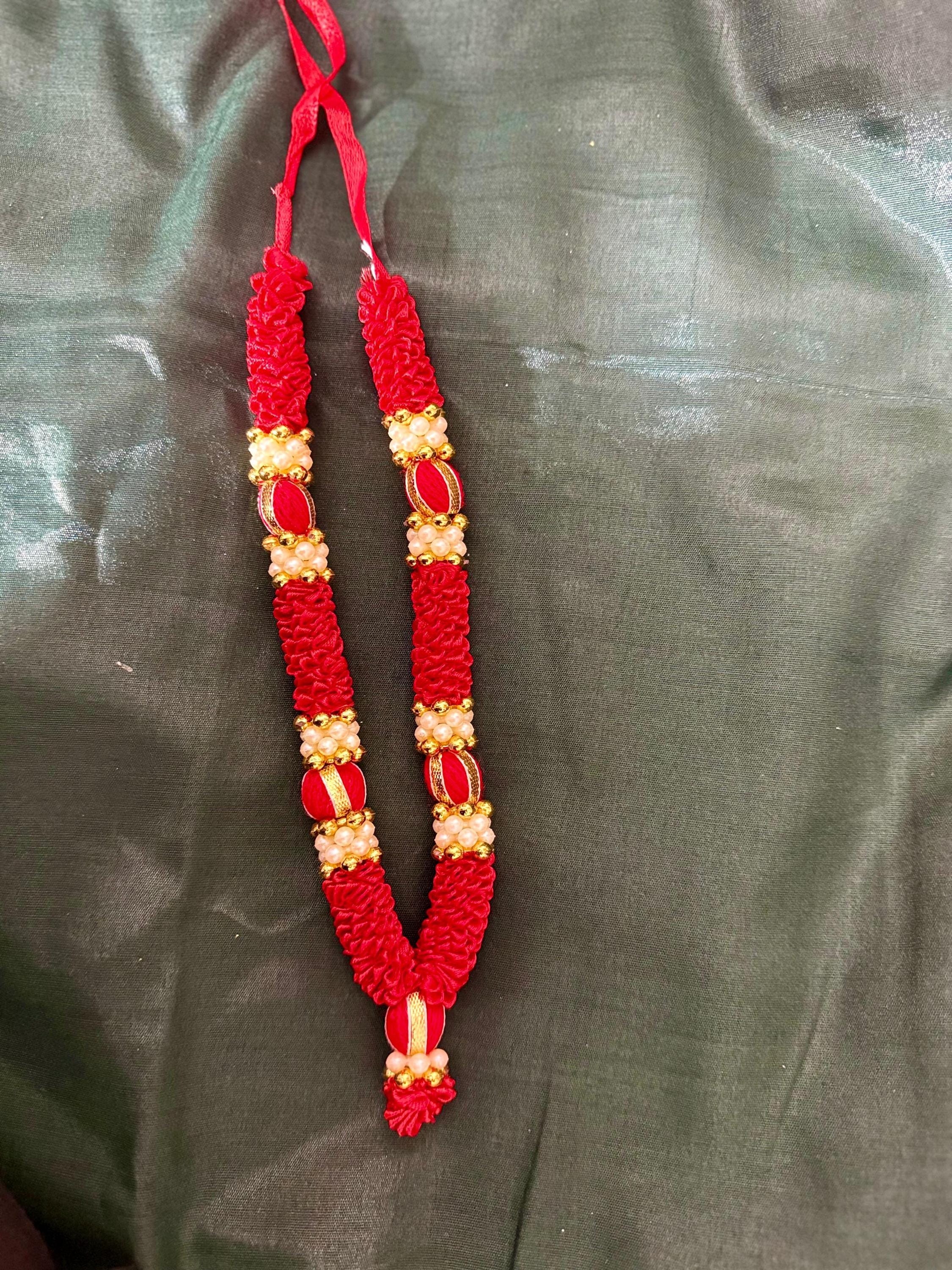 8 Inch Artificial Mini Idol Mala God Goddess Haar Handcrafted Reusable Bhagwan Mala Diwali Pooja Item Garland for Photo Frame God Shringar