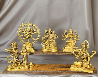 Brass Hindu God Goddess Statues for Temple Shiv Parivar Shiva Radha Krishna Varahi Amman Hanuman Shrinathji Natraja Idol Return Gift 5-7Inch