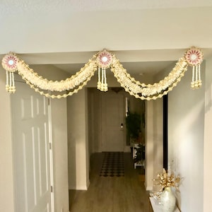 Door Toran 57 Inch Diwali Toran Bandarwar Artificial Flower Wall Hanging Valance for Puja Home Temple Wedding Decor Housewarming Decoration