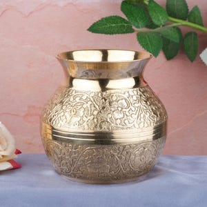 Pure Brass Kalash Lota for Pooja Navratri Karvachauth Traditional Hindu Ritual 4 Inch Handmade Puja Kalash Wedding Decor Housewarming Gifts
