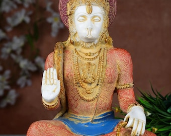 Brass Hanuman Statue 11.5" | Lord Bajrangbali Idol | Hanuman Jayanti Ram Navami Gift | Home Mandir Murti