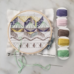 Geometric Modern Embroidery Sampler Abstract Valleys & Mountains