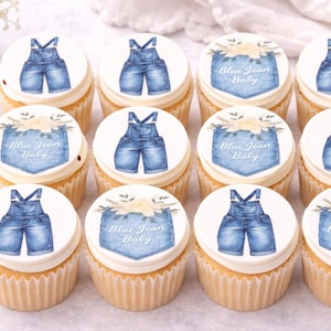 Blue Jean Baby Shower Edible Images | Blue Jean Edible Images | Baby Shower Cupcake Toppers | Oreo Edible Images