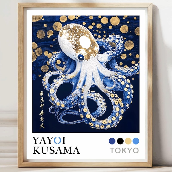 Yayoi Kusama Octopus Print: Abstract Ocean Asian Art, Coastal Decor