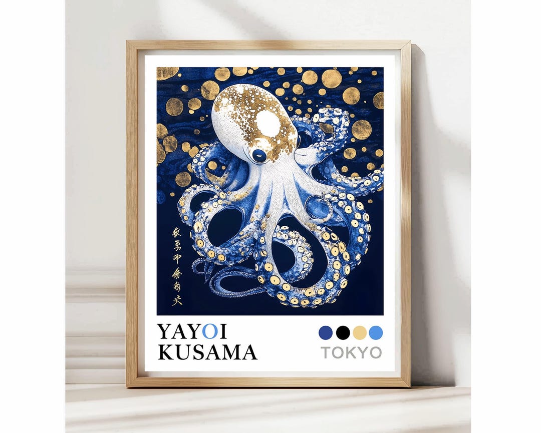 Yayoi Kusama Octopus Poster, Abstract Ocean Wall Art, Coastal Sea Life ...