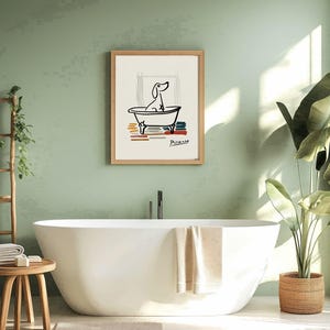 Abstract dog line art inspired bathroom poster