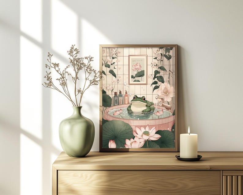 Japan wall art featuring frog in serene style