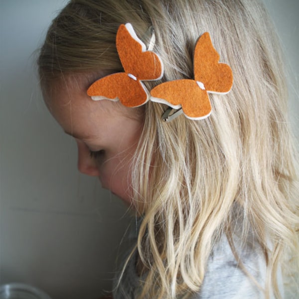 Fall Butterfly hair Clip set - Pumpkin Spice Butterfly Hair clips . Little girl hair clips.Back to school fashion