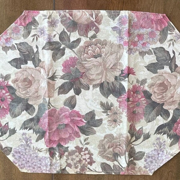 2 pièces - Jacquard imprimé floral or rose, taupe - Taille 14 x 20 - Sets de table (vintage, tout neuf, ancien stock)