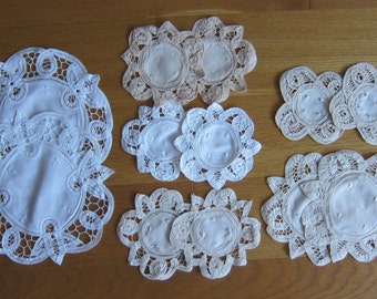 12 pieces - Battenburg Lace Small Round Doily - 4 inch 6 inch 8 inch White Beige Ecru Journal Ephemera Lace trim Vintage Brand new Old stock