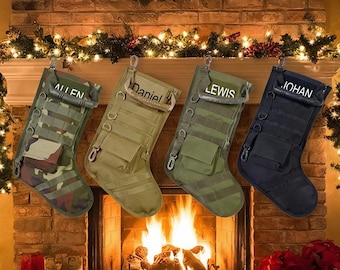 Personalized Tactical Military Christmas Stocking with Name,Military Police Christmas Stocking,Christmas Decor,Veteran Gift,Gift for Soldier