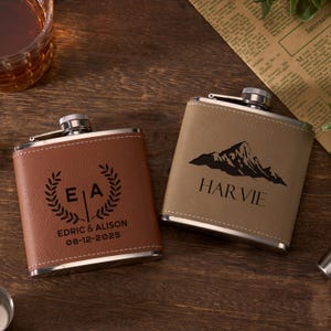 Hip Flask,Personalized Flask,Custom Leather Flask,Wedding Flask,Groomsmen Flask,Flask for Groomsmen,Bachelor Party Gifts,Boyfriend Gift,