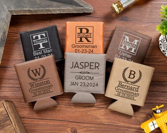 Personalized Engraved Drink Holder,Leather Beer Can Holder,Custom Can Holder,Bachelor Party Gift For Him,Gifts For Groomsmen,Gifts For Him