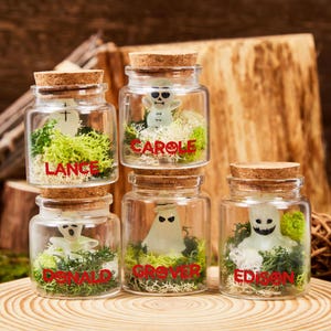 Fantasma en una botella - Brilla en la oscuridad, Fantasma en un frasco, Regalo personalizado de Halloween, Recuerdos de fiesta de Halloween, Regalo espeluznante, Regalo de truco o trato