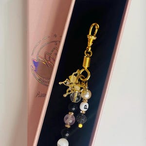 Crystal Protection Keychain | Obsidian , Black Tourmaline, Selenite, Amethyst & Clear Quartz | Energy Cleansing and Aura Shielding Charm |