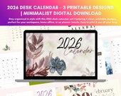 2026 Desk Calendar – 3 Printable Designs | Minimalist Digital Download