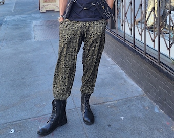 Light Weight pants, festival pants, yoga pants, Lounge, Burning man pants,  Yoga, Post-Apocalyptic, Lounge wear, geometric pattern