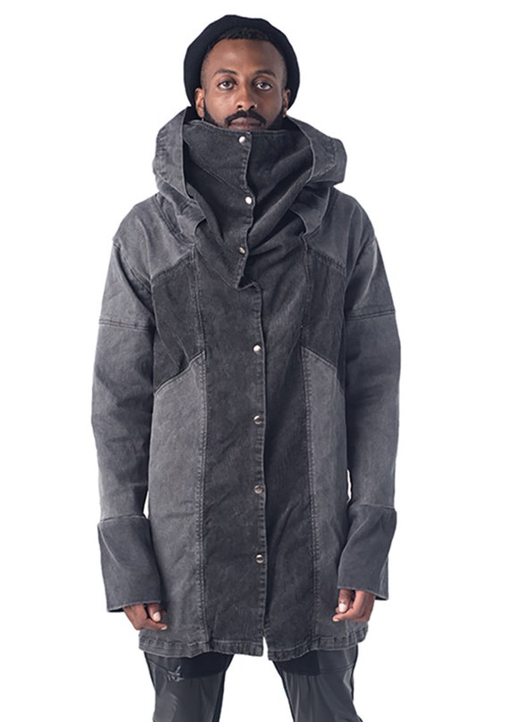 ジャケット・アウター Veritecoeur Corduroy Coat VC-2050 Men's Long Coat, Corduroy Stone Washed Coat, Hooded Long