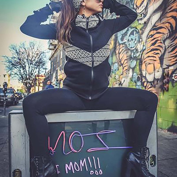 Yoko Jacke, Frauen, Langarm, Kleidung, Sweatshirt, Boho Mode, Postapokalyptisch, Festival, Rave Outfit, Hippie Style