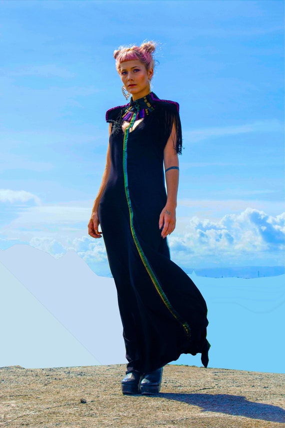 Robe longue, robe débardeur pleine longueur, arc-en-ciel, disco