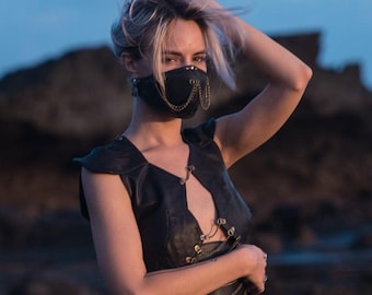 Leather Ninja Chain Face Mask