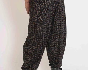 Pantalones tipo harén Wotsuma, estampado japonés, ropa de estar por casa unisex