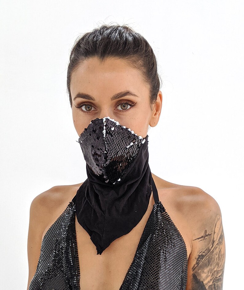 Sequin Face Mask Dust Mask Burning Man Post Apocalyptic Etsy