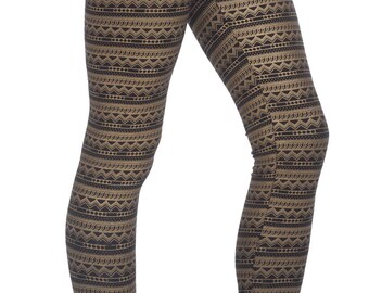 Legging, Eclipse Ttribal Legging, Yoga Wear, Festival legging, Post-Apocalyptic, Burning Man, Pixie, Boho, Egyptian, Gold Print