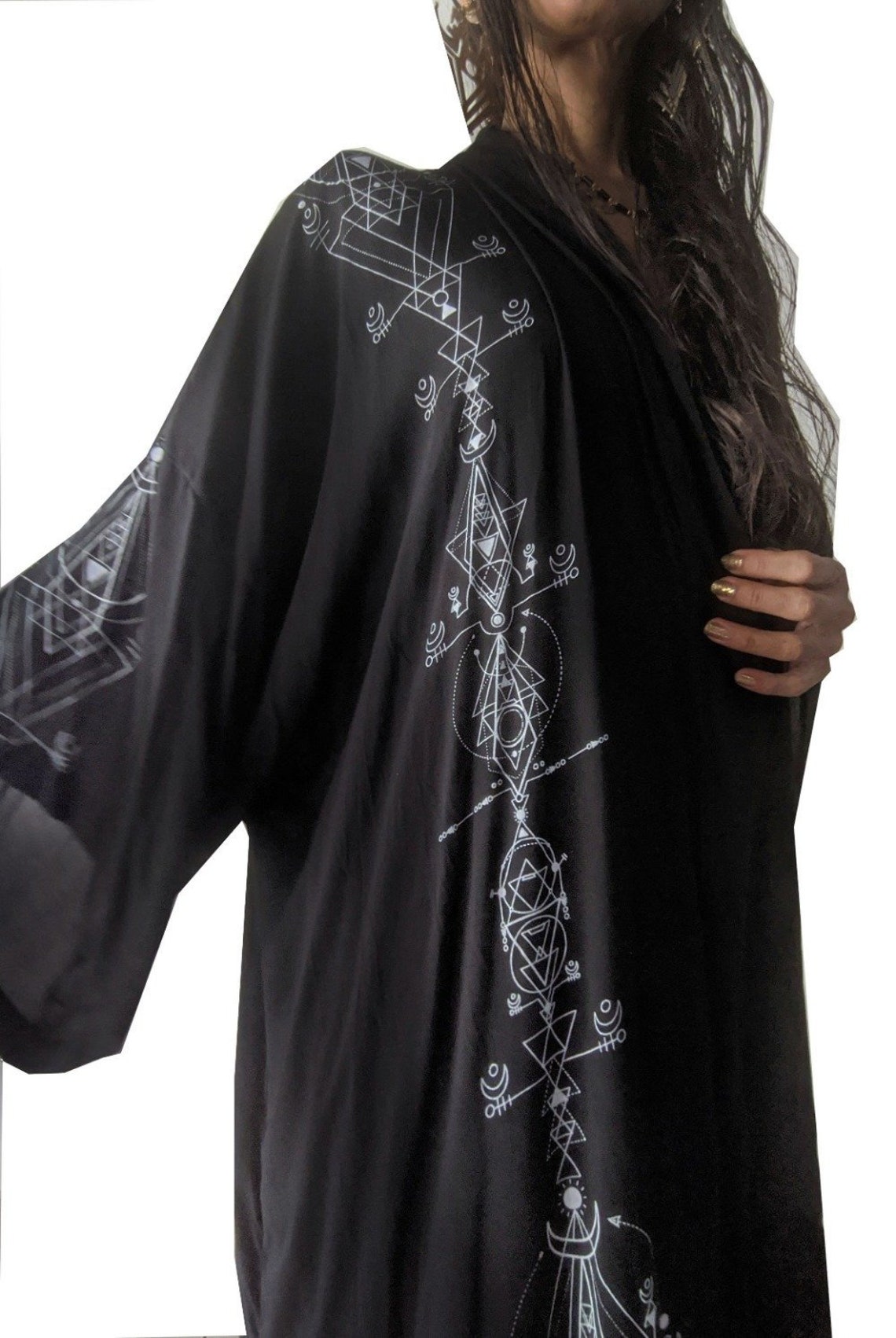 KIMONO WITH TIE BELT LUNAR GAZING