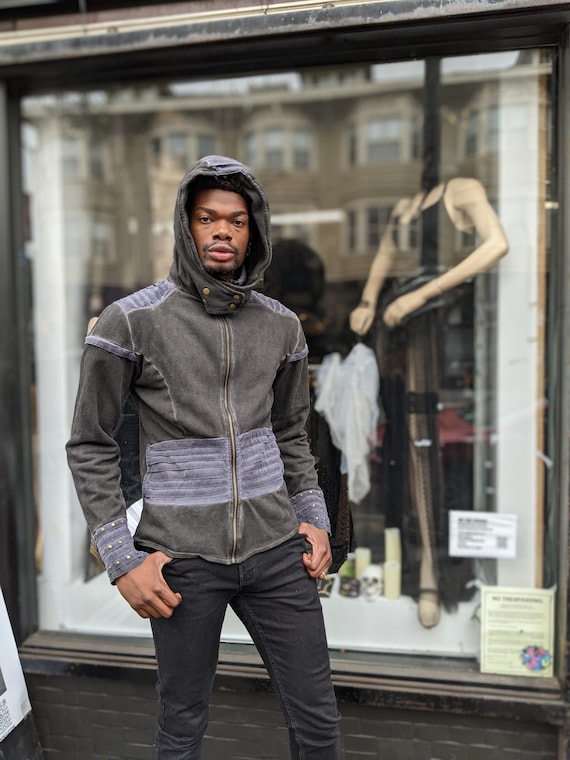 Men s Hoodie Festival Jacket Steam Punk Men s Pixie Pleated Jacket post apocalyptic Burning Man long Tail Jacket Etsy Hong Kong