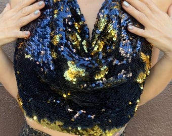 Flip Sequin Halter Top