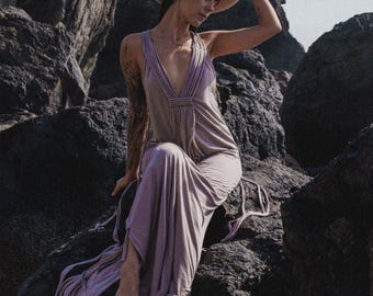 Vestido largo de macramé
