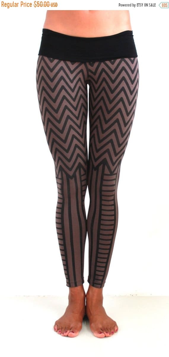 Steampunk Costumes, Outfits for Women Legging Printed legging Chevron Legging Yoga Wear Yoga Gear Yoga Cloth Festival Burner Fashion Post-Apocalyptic Burni $40.00 AT vintagedancer.com