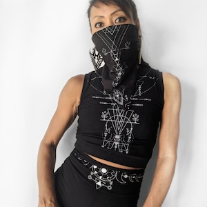Lunar print bandana mask, dust mask, Face mask, Bandana mask, futuristic, post apocalyptic, rave fashion, burning man fashion, shawl