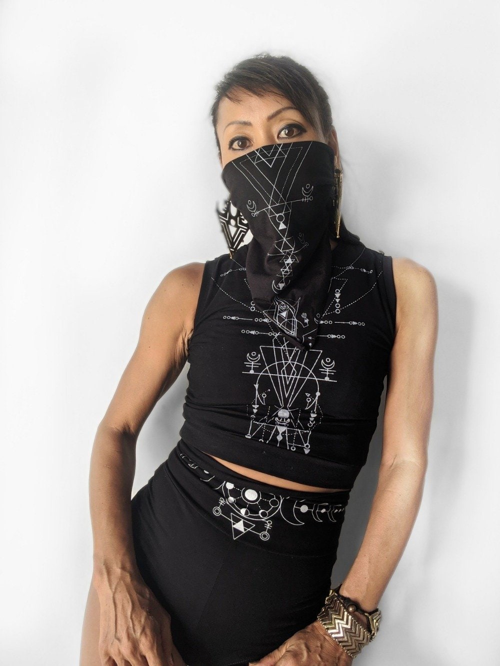 Lunar print bandana mask, dust mask, Face mask, Bandana mask, futuristic, post apocalyptic, rave fashion, burning man fashion, shawl