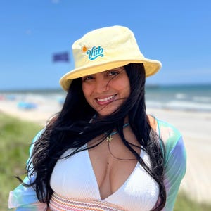 Embroidered Viib Logo Bucket Hat - Pastel Terry Cloth: Coastal Y2K Style