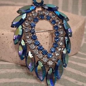 Sarah Coventry &quot;Blue Lagoon&quot; Rhinestone Brooch, 1964