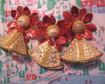 ornaments / paper and wood angels ornaments