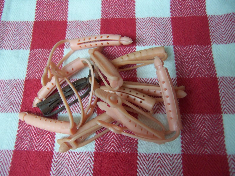 Small vintage pink rubber curlers Etsy