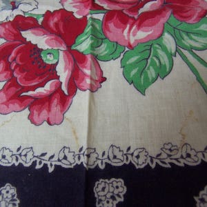 hanky / pink flowers with navy blue hanky image 2