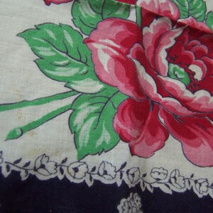 hanky / pink flowers with navy blue hanky image 4