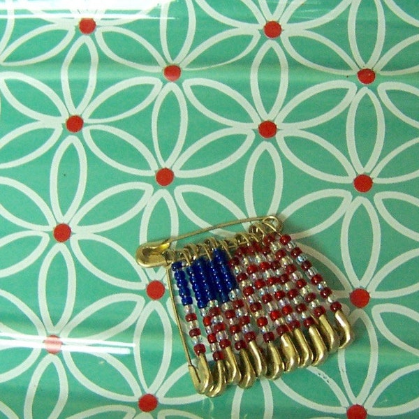 pin / american flag made with pins and beads