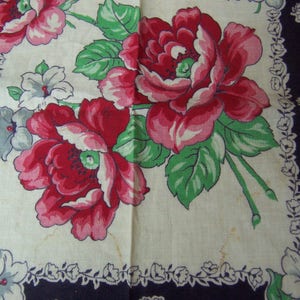 hanky / pink flowers with navy blue hanky image 1
