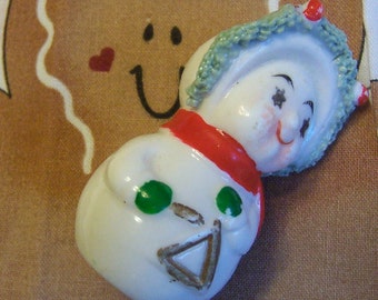 tiny wee porcelain snowman figurine